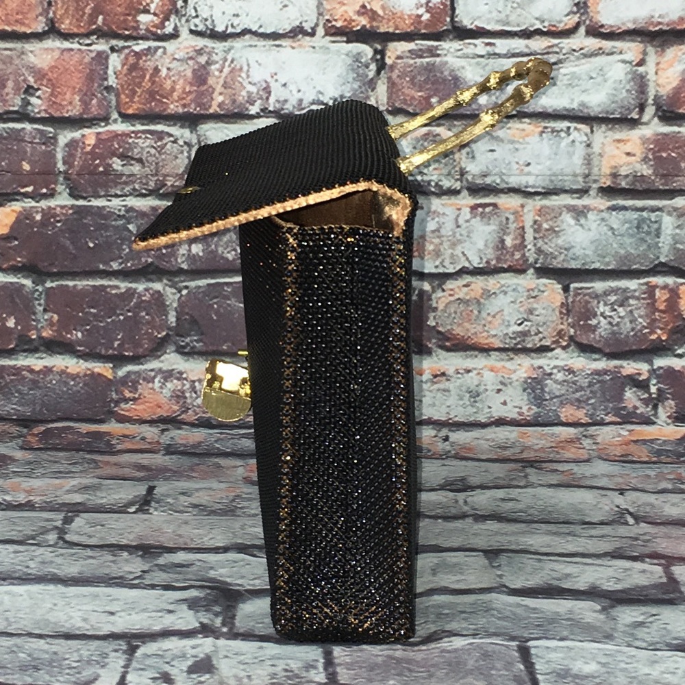 Whiting & Davis Vintage Mesh Black gold Purse - Picture 3 of 8